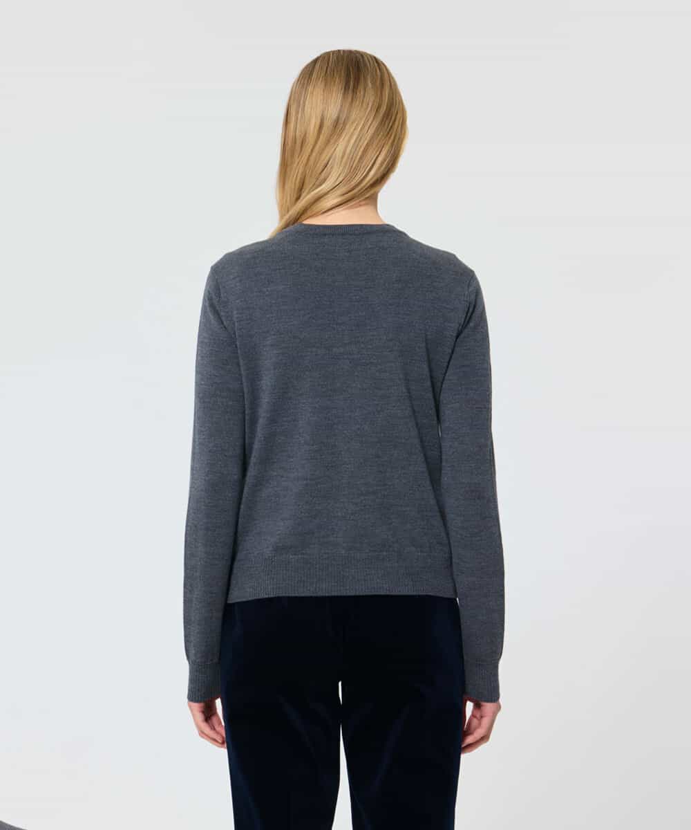 VZFAD02310 TARA JARMON(タラ ジャーモン) メリノウールニットカーディガン ヘザーグレー