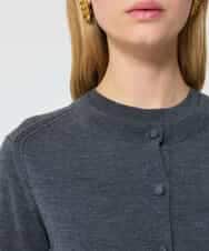 VZFAD02310 TARA JARMON(タラ ジャーモン) メリノウールニットカーディガン ヘザーグレー