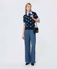 VZFAD04320 TARA JARMON(タラ ジャーモン) ストレッチジャカードハートニット ネイビー