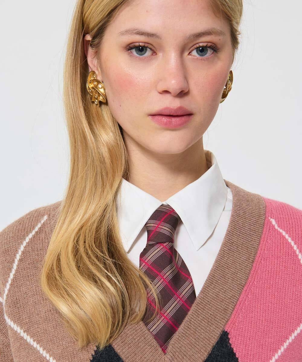 VZFAD21450 TARA JARMON(タラ ジャーモン) アーガイルニット ベージュ