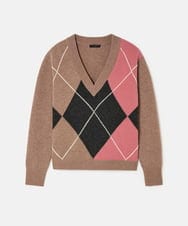 VZFAD21450 TARA JARMON(タラ ジャーモン) アーガイルニット ベージュ