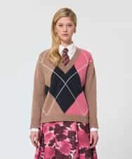 VZFAD21450 TARA JARMON(タラ ジャーモン) アーガイルニット ベージュ