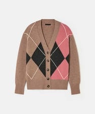 VZFAD22480 TARA JARMON(タラ ジャーモン) アーガイルニットカーディガン ベージュ