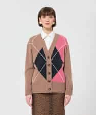 VZFAD22480 TARA JARMON(タラ ジャーモン) アーガイルニットカーディガン ベージュ