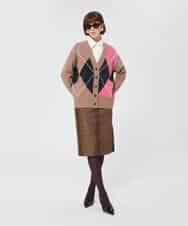 VZFAD22480 TARA JARMON(タラ ジャーモン) アーガイルニットカーディガン ベージュ