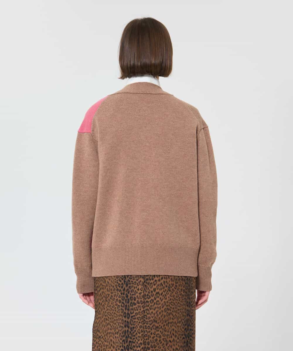 VZFAD22480 TARA JARMON(タラ ジャーモン) アーガイルニットカーディガン ベージュ