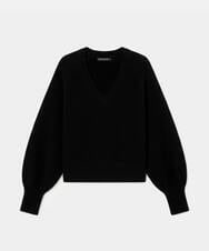 VZFAD28450 TARA JARMON(タラ ジャーモン) ブラッシュドアルパカVネックニット ブラック