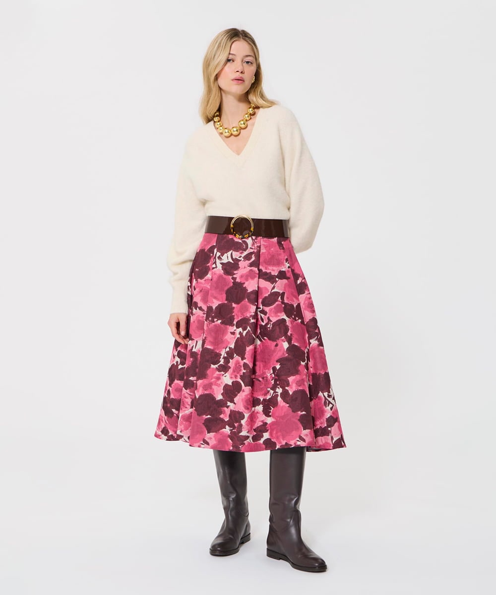 VZFAD28450 TARA JARMON(タラ ジャーモン) ブラッシュドアルパカVネックニット ホワイト