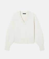 VZFAD28450 TARA JARMON(タラ ジャーモン) ブラッシュドアルパカVネックニット ホワイト