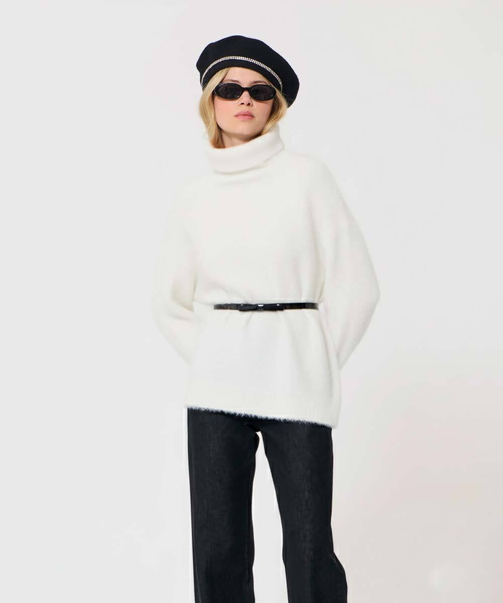 VZFAD29450 TARA JARMON(タラ ジャーモン) ブラッシュドアルパカタートルニット エクリュ