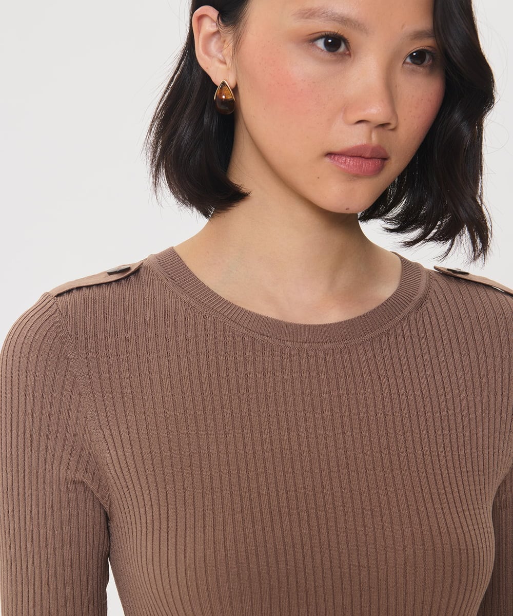 VZFAG01330 TARA JARMON(タラ ジャーモン) カジュアルビスコースハーフスリーブニット キャラメル