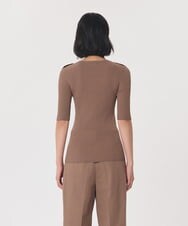 VZFAG01330 TARA JARMON(タラ ジャーモン) カジュアルビスコースハーフスリーブニット キャラメル