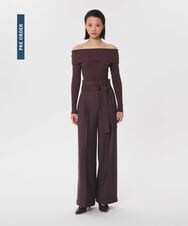 VZFAG08350 TARA JARMON(タラ ジャーモン) オフショルダーニット レッド