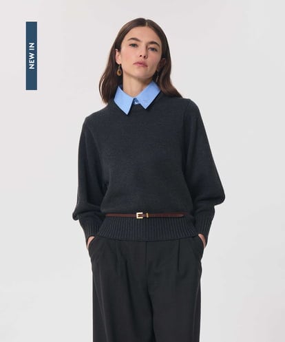 VZFAG09330 TARA JARMON クルーネックミックスウールニット