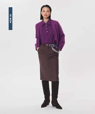 VZFAG10370 TARA JARMON(タラ ジャーモン) ミックスウールニットカーディガン ブラックベリー
