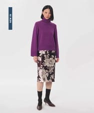 VZFAG11350 TARA JARMON(タラ ジャーモン) タートルネックミックスウールニット ブラックベリー