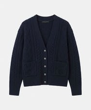 VZFAG13620 TARA JARMON(タラ ジャーモン) カプリスウールニットカーディガン ネイビーブルー