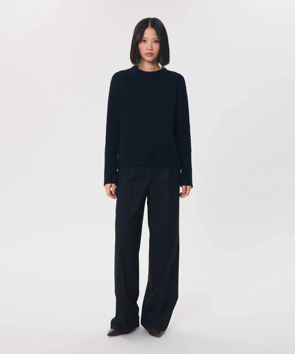 VZFAG14620 TARA JARMON(タラ ジャーモン) マルチウェイネックカプリスウールニット ネイビーブルー