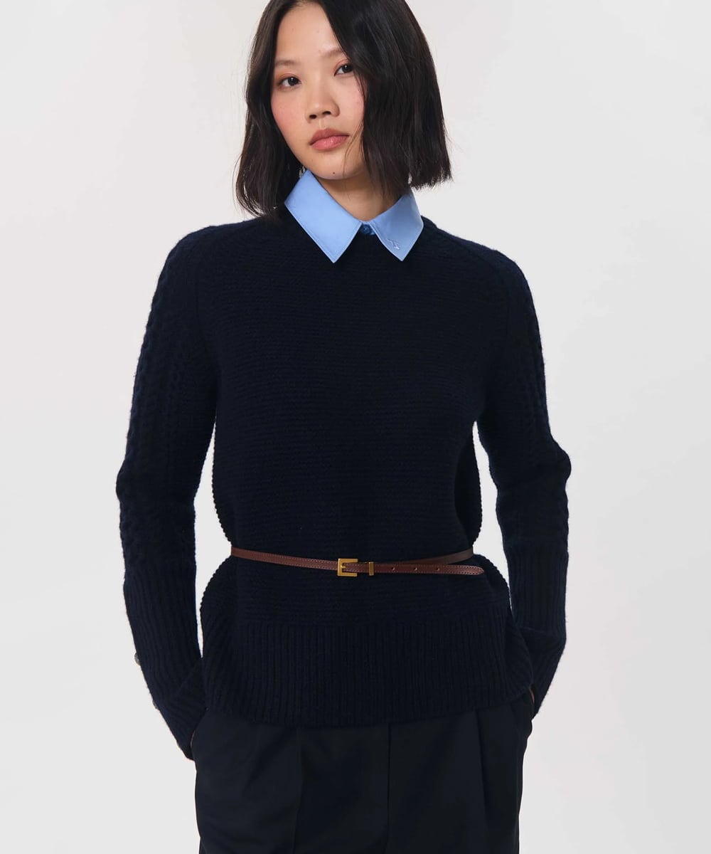 VZFAG14620 TARA JARMON(タラ ジャーモン) マルチウェイネックカプリスウールニット ネイビーブルー