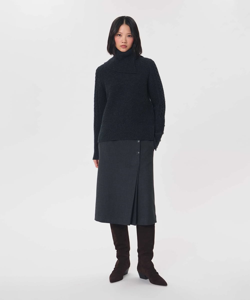 VZFAG14620 TARA JARMON(タラ ジャーモン) マルチウェイネックカプリスウールニット ヘザーグレー