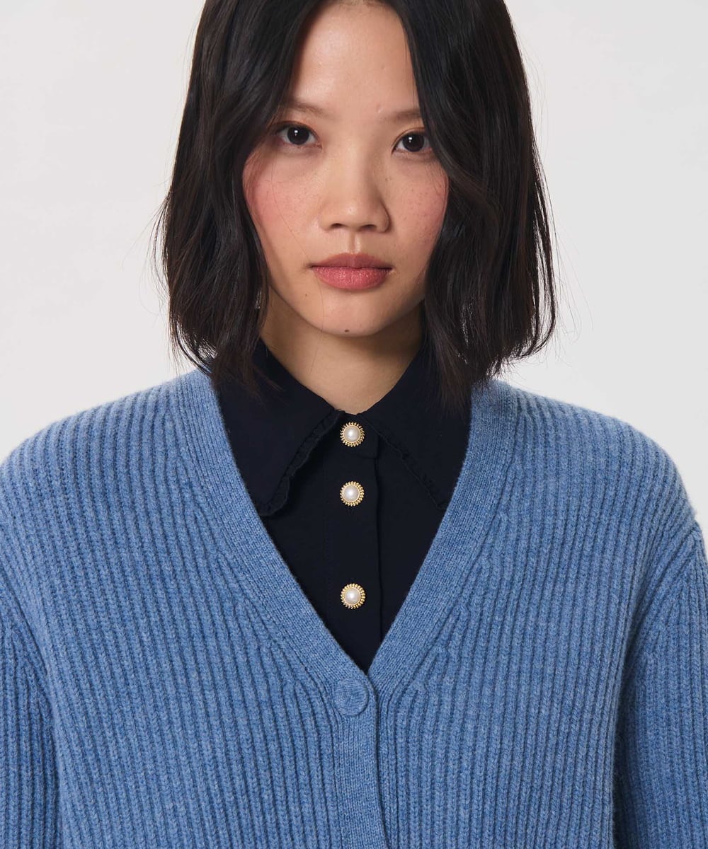 VZFAG18520 TARA JARMON(タラ ジャーモン) ウールミックスカーディガン ブルー