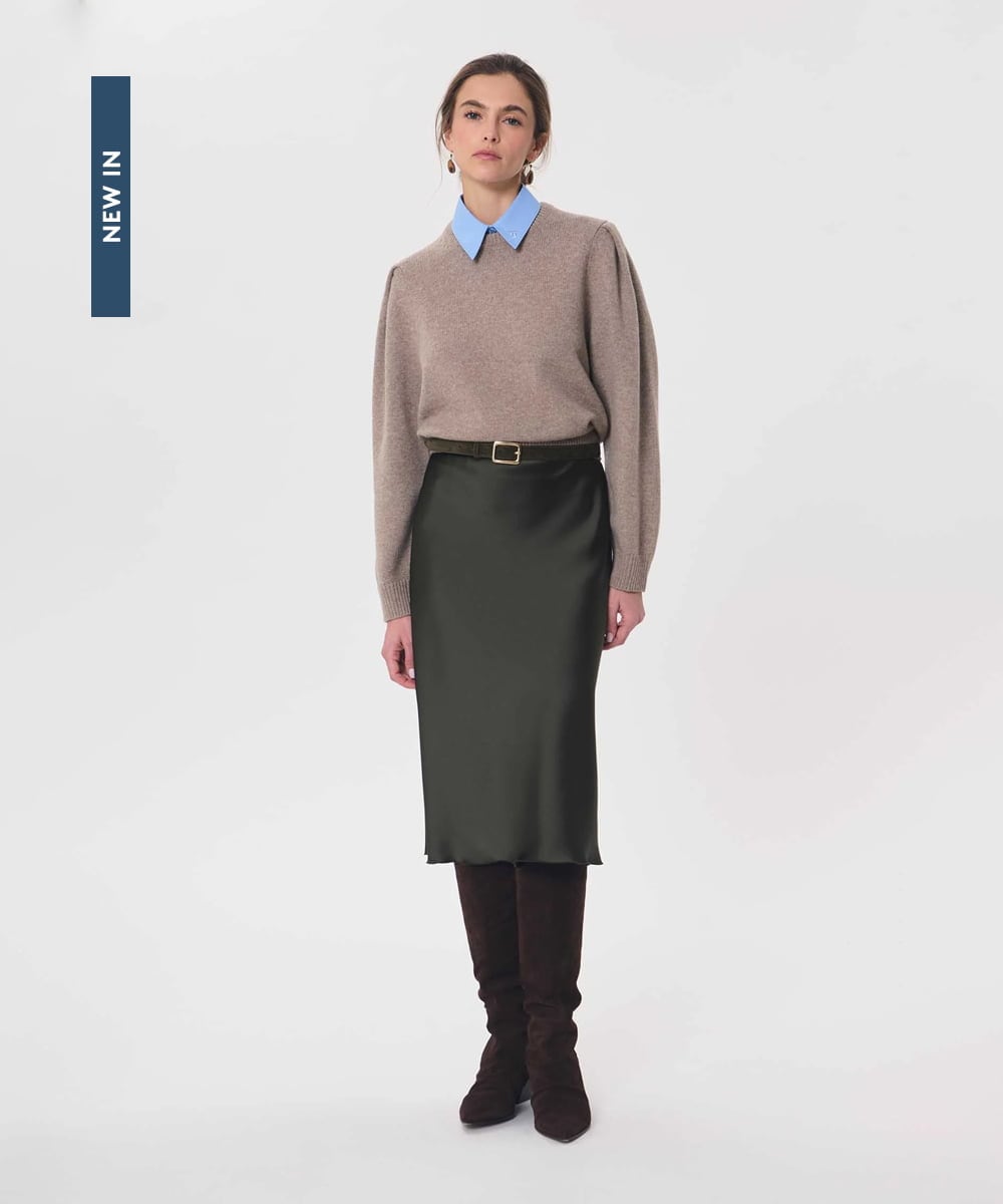 VZFAG19520 TARA JARMON(タラ ジャーモン) ウールミックスタックスリーブニット キャラメル