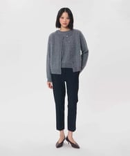 VZFAG21540 TARA JARMON(タラ ジャーモン) ブラッシュドウールケーブルニットカーディガン ヘザーグレー