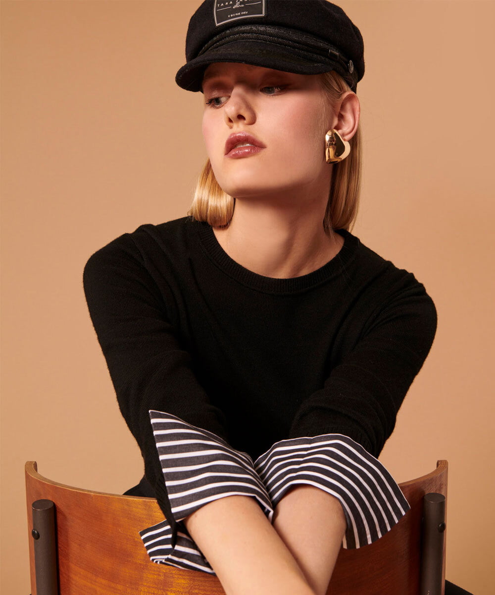 VZFAX03360 TARA JARMON(タラ ジャーモン) Authentic merino knit ブラック