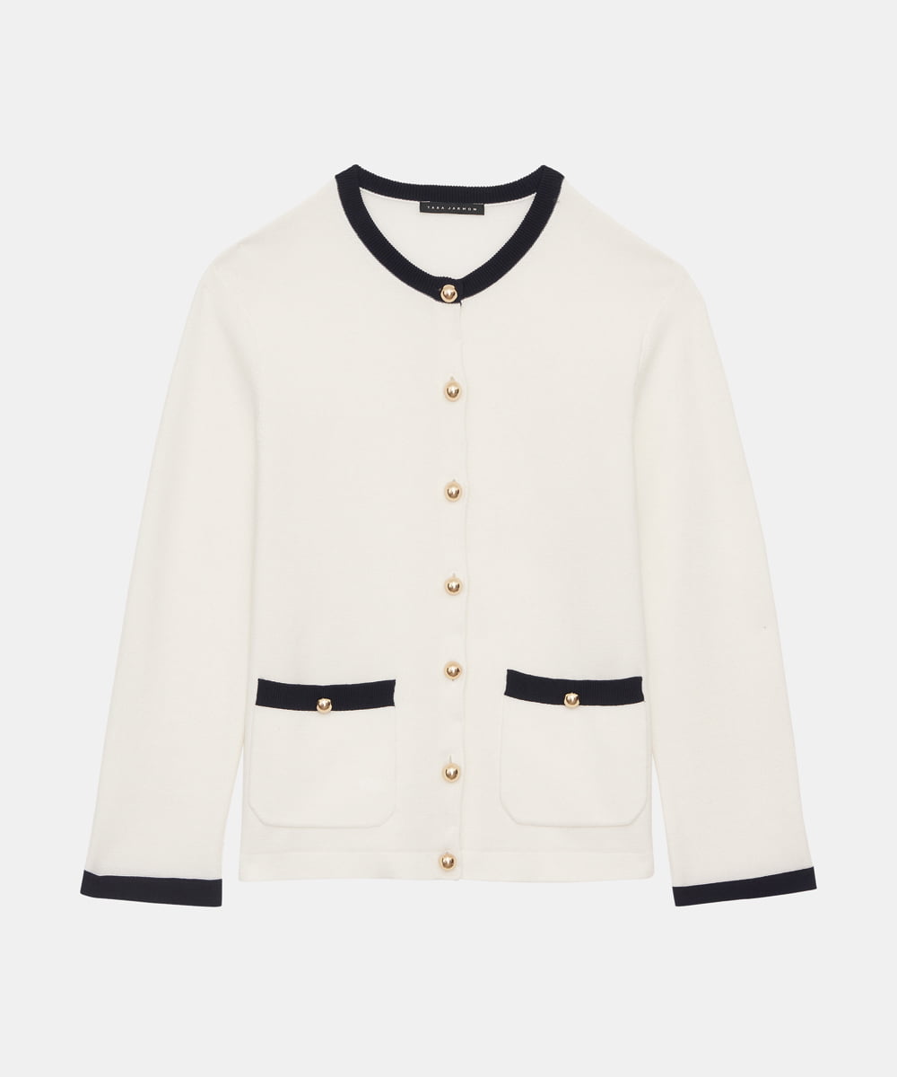 VZFAX06360 TARA JARMON(タラ ジャーモン) Extrafine island cotton cardigan ホワイト
