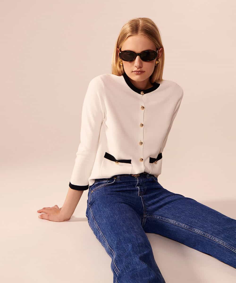 VZFAX06360 TARA JARMON(タラ ジャーモン) Extrafine island cotton cardigan ホワイト