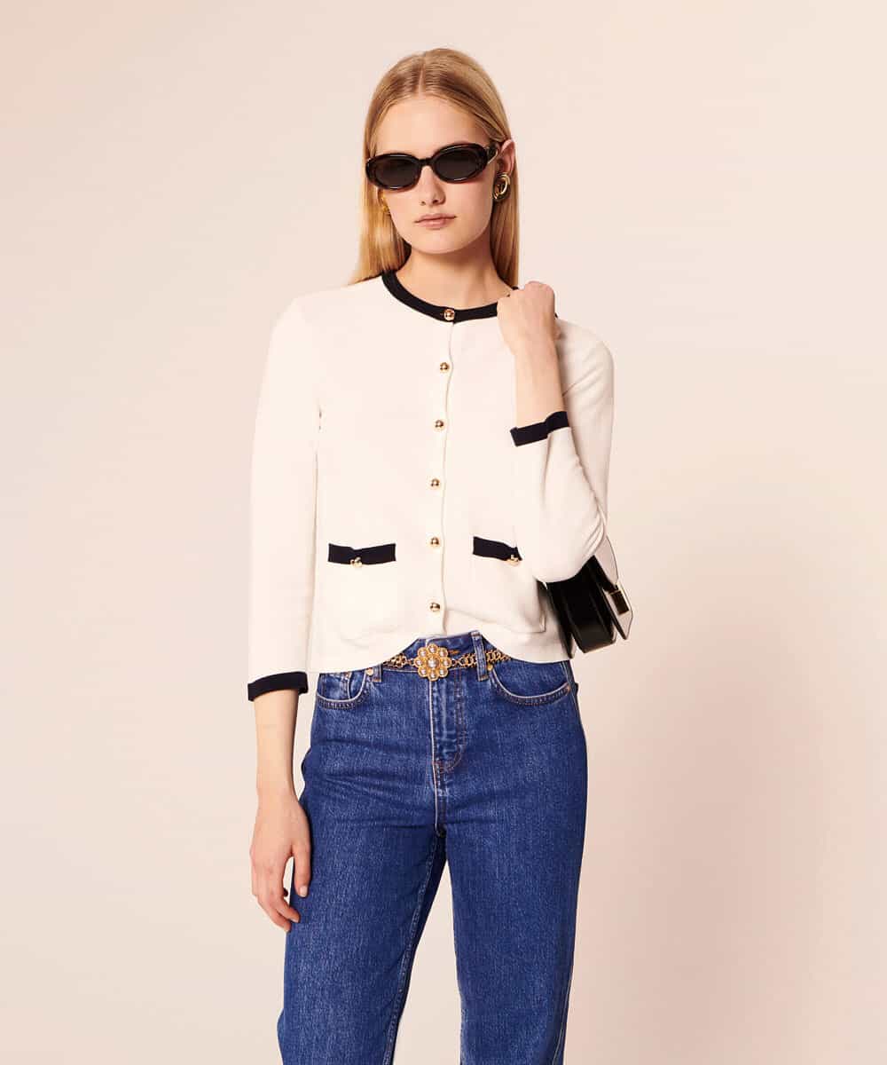 VZFAX06360 TARA JARMON(タラ ジャーモン) Extrafine island cotton cardigan ホワイト