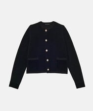VZFAX24370 TARA JARMON(タラ ジャーモン) Velvet knit cardigan ブラック