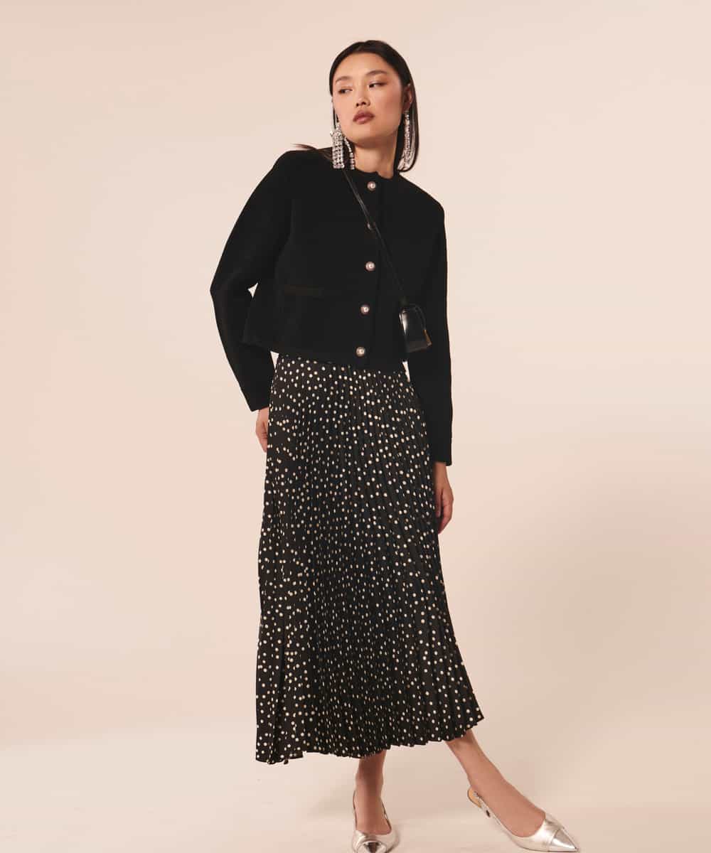 VZFAX24370 TARA JARMON(タラ ジャーモン) Velvet knit cardigan ブラック