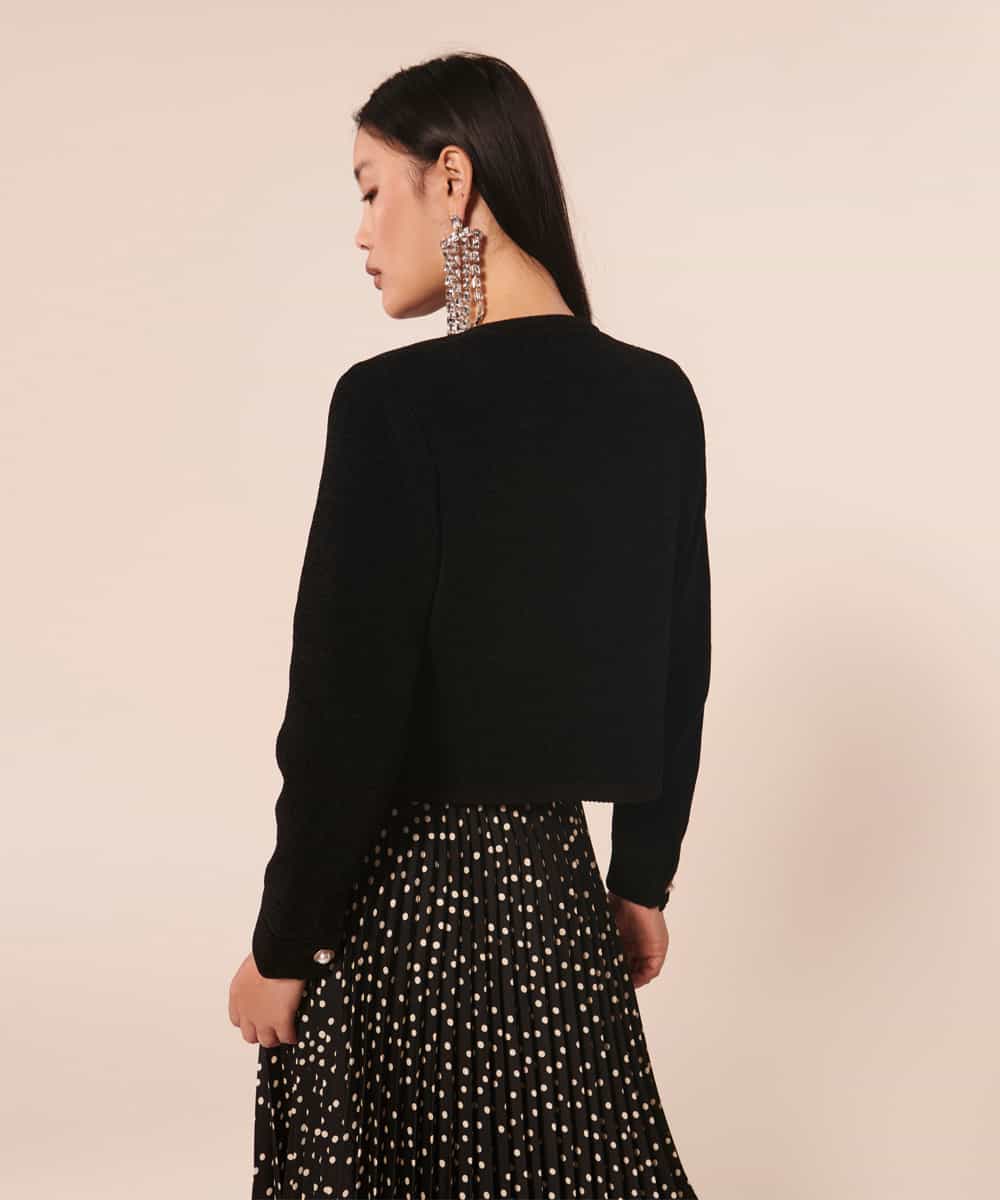VZFAX24370 TARA JARMON(タラ ジャーモン) Velvet knit cardigan ブラック