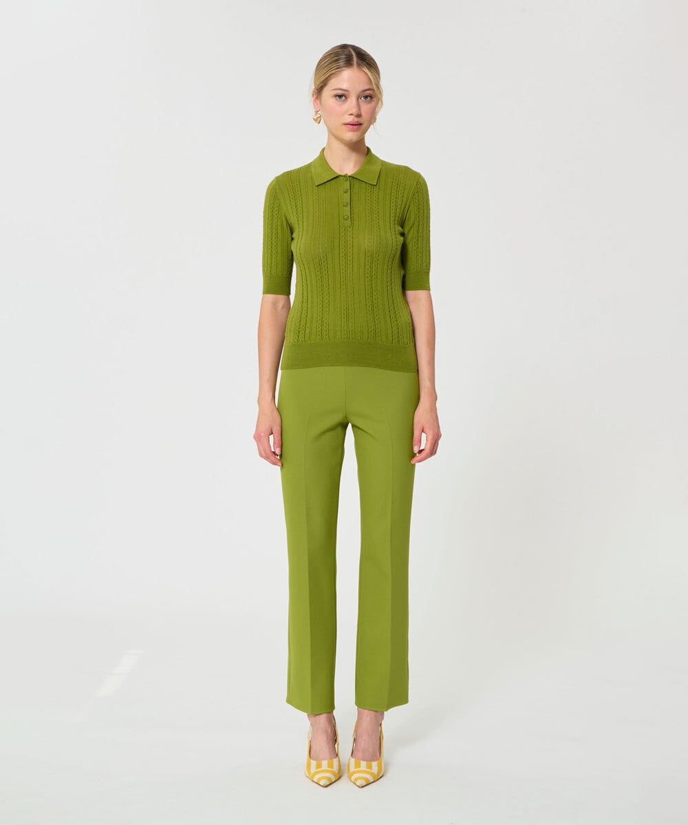 VZFGD02340 TARA JARMON(タラ ジャーモン) シルキーコットンポロニット アップルグリーン