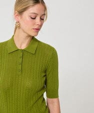 VZFGD02340 TARA JARMON(タラ ジャーモン) シルキーコットンポロニット アップルグリーン