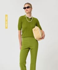 VZFGD02340 TARA JARMON(タラ ジャーモン) シルキーコットンポロニット アップルグリーン