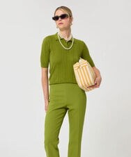 VZFGD02340 TARA JARMON(タラ ジャーモン) シルキーコットンポロニット アップルグリーン