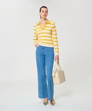 VZFGD03520 TARA JARMON(タラ ジャーモン) コットンクラッシュボーダーニット イエロー