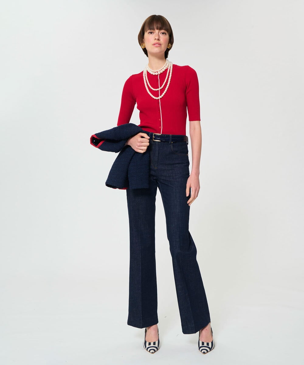 VZFGD04360 TARA JARMON(タラ ジャーモン) エクストラファインビスコースニット レッド