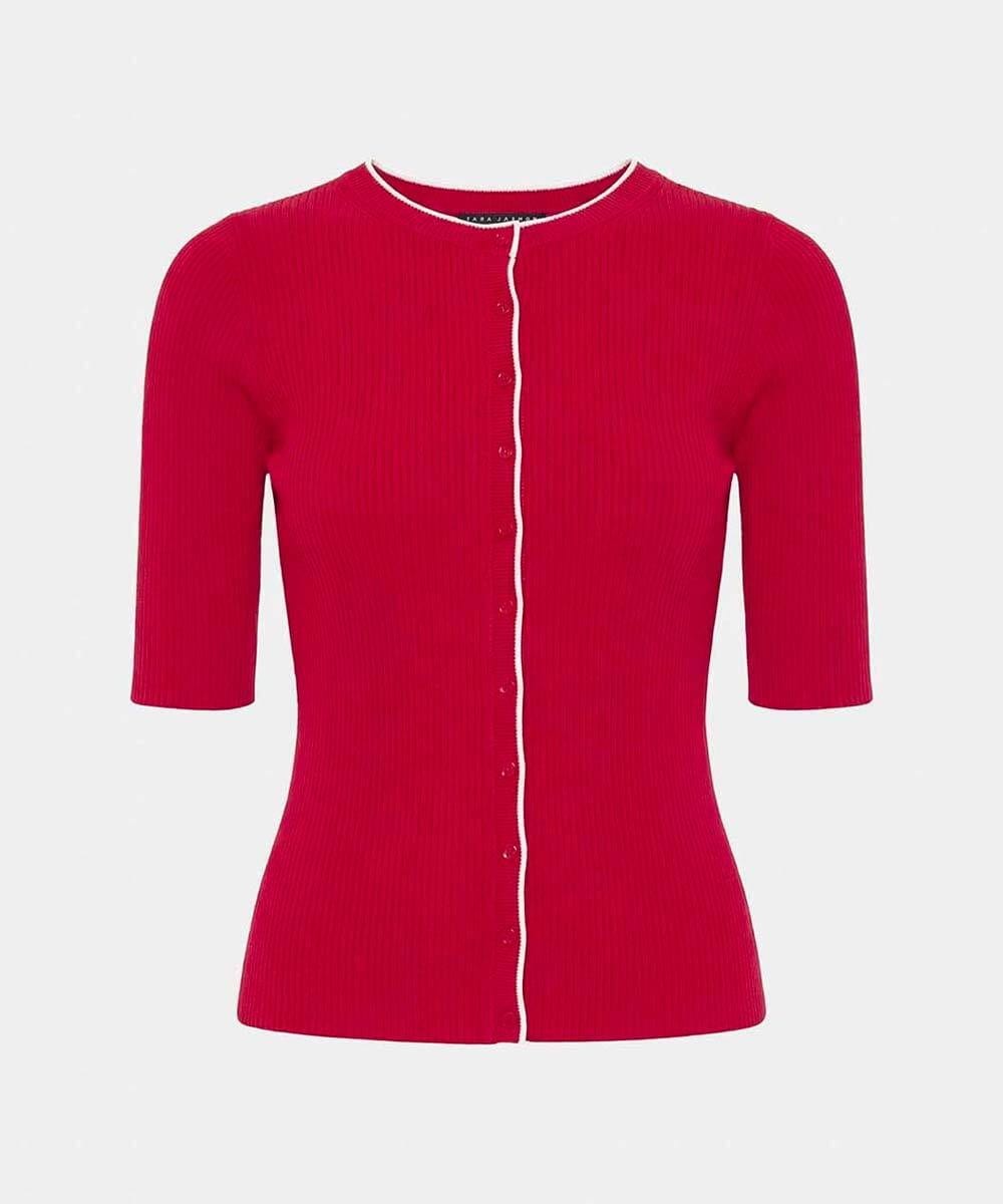 VZFGD04360 TARA JARMON(タラ ジャーモン) エクストラファインビスコースニット レッド