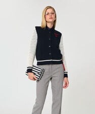 VZFGD08590 TARA JARMON(タラ ジャーモン) コットンクルーニットスタジャン ミッドナイトブルー