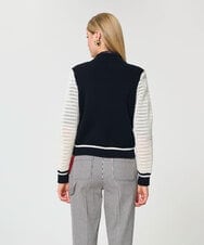 VZFGD08590 TARA JARMON(タラ ジャーモン) コットンクルーニットスタジャン ミッドナイトブルー