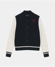 VZFGD08590 TARA JARMON(タラ ジャーモン) コットンクルーニットスタジャン ミッドナイトブルー