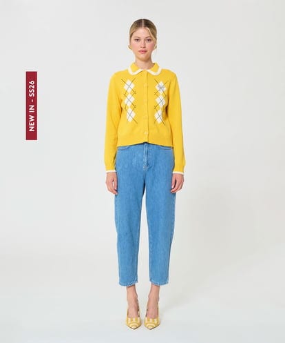 VZFGD09490 TARA JARMON コットンクラッシュアーガイルニット