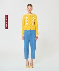 VZFGD09490 TARA JARMON(タラ ジャーモン) コットンクラッシュアーガイルニット ミモザイエロー