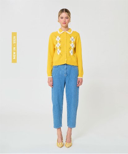 VZFGD09490 TARA JARMON コットンクラッシュアーガイルニット