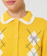 VZFGD09490 TARA JARMON(タラ ジャーモン) コットンクラッシュアーガイルニット ミモザイエロー