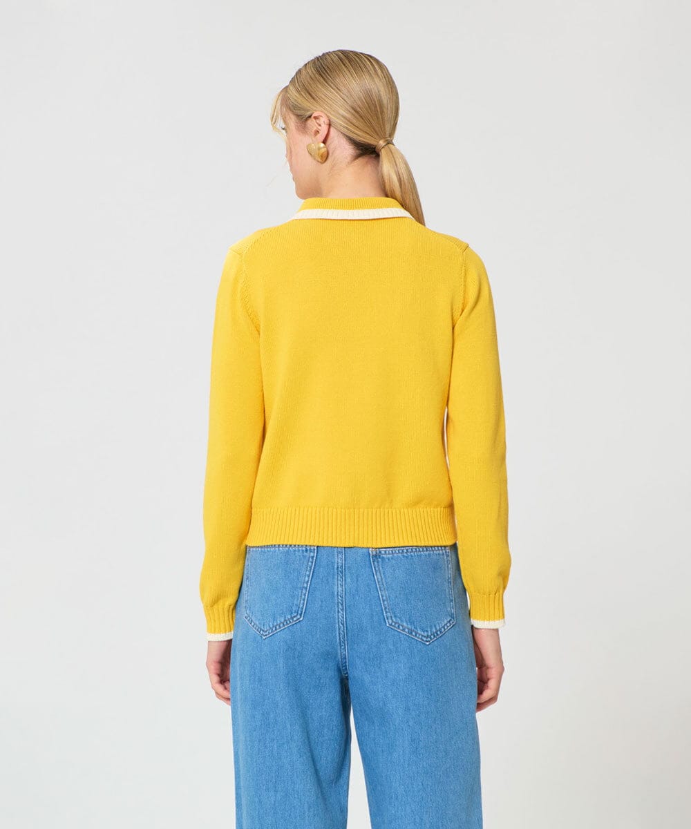 VZFGD09490 TARA JARMON(タラ ジャーモン) コットンクラッシュアーガイルニット ミモザイエロー