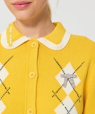 VZFGD09490 TARA JARMON(タラ ジャーモン) コットンクラッシュアーガイルニット ミモザイエロー